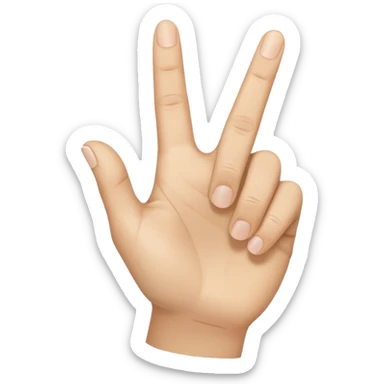 A realistic close-up photo of a right hand entering the frame from the bottom right corner, back of the hand facing the camera, pointing diagonally upwards to the left with only the thumb and index finger extended in a finger gun or L-shape gesture, other fingers closed and tucked in. sticker