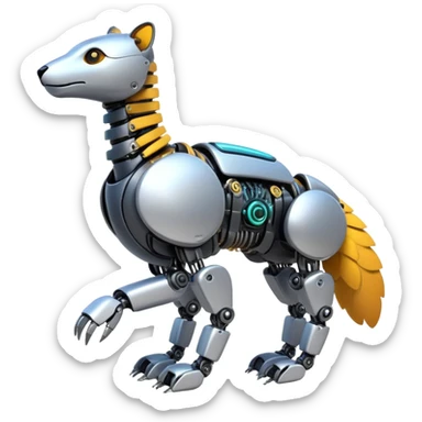 futuristic animal with natural upper body and robotic lower body, blending organic and mechanical features, vibrant emoji style sticker