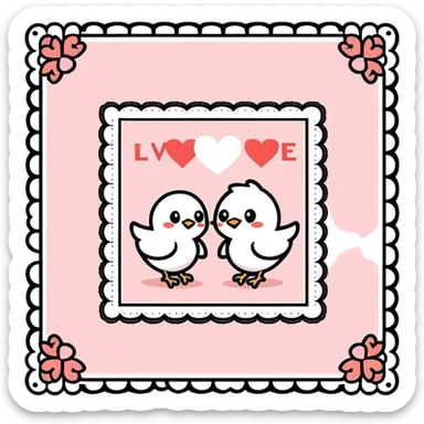 Square Valentine’s Day card with lace edges sticker