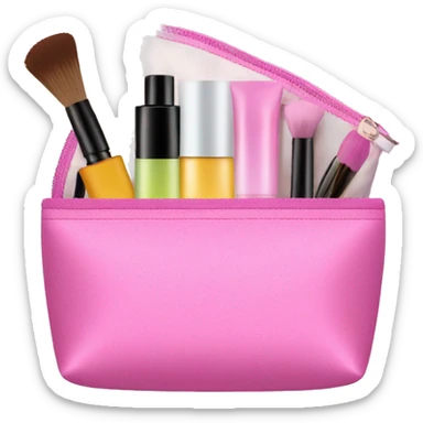 cosmetic bag with cosmetics peeking out sticker