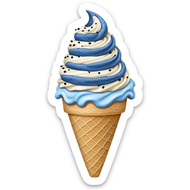 Blue cookies and cream ice cream on a cone sticker