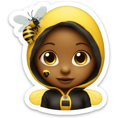 baby girl with pacifier dressed as a bee sticker