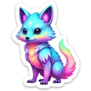 Epic Edgy Cute Colorful Vibrant Pastel Nebula Modern Vernid-Protogen-creature-animal, full body sticker