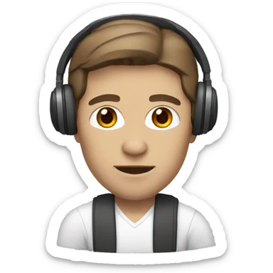 football coach with headset white skin brown hair no glasses sticker