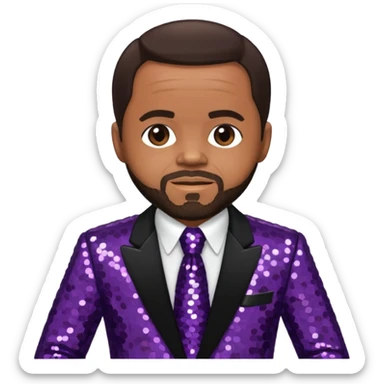Berry Gordy with dark brown hair, dark brown sequin outfit  sticker