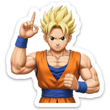 dragon ball gohan with his two fingers and arms facing right to fusion with trunks  sticker