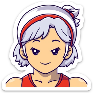 Tengen Uzui with a smirk, Sound Hashira from Demon Slayer, white hair, headband, muscular sticker
