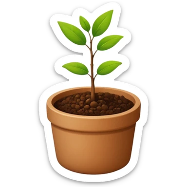 A small pot with a seedling sticking out of the soil sticker