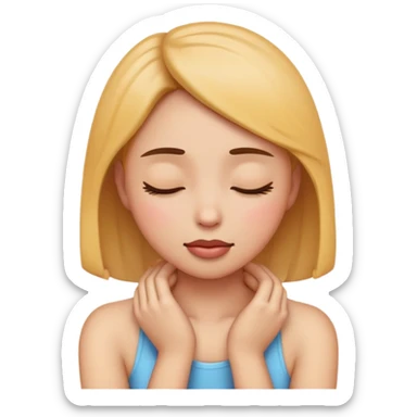 girl emoji holding her neck while her eyes are closed sticker