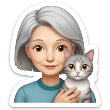 Een oma met een kat sticker