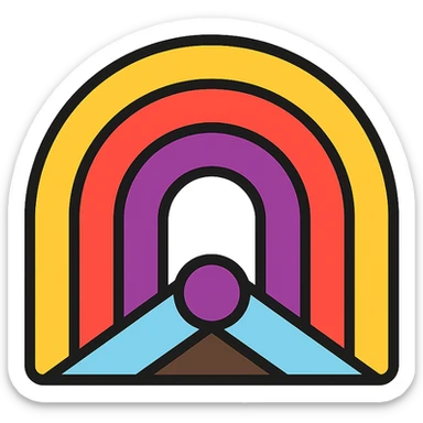 a minimalistic smooth arc rainbow in the intersex inclusive progress pride colors, no background sticker
