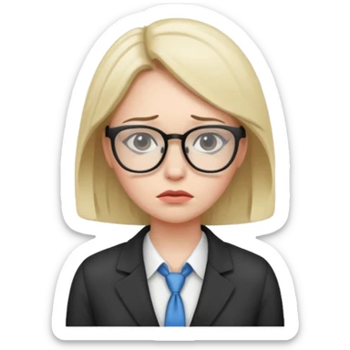 female office worker sad face sticker