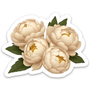 Beige peonies bouquet with golden bow sticker