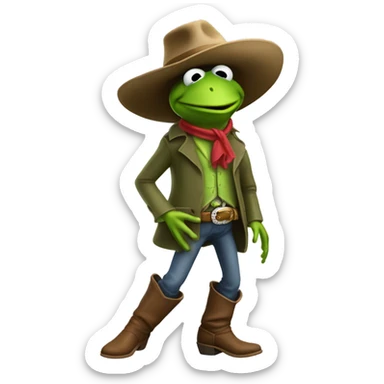 Kermit the frog fighting a cowboy sticker