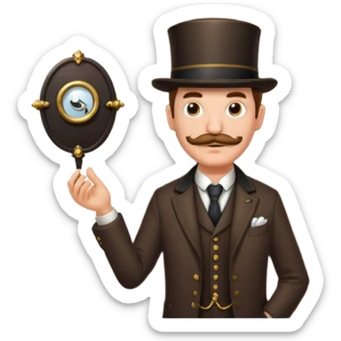 emoji of a gentleman with moustache and monocle standing nearby door welcoming you sticker