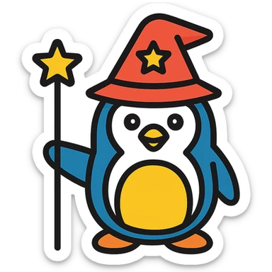 penguin wizard sticker
