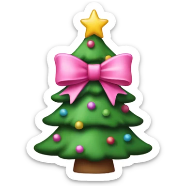 christmas tree with pink bow sticker