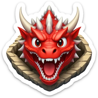 giant dragon head as a cave entrance, emoji style sticker