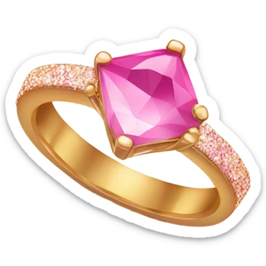 Pink ombre diamond ring with glitter  sticker