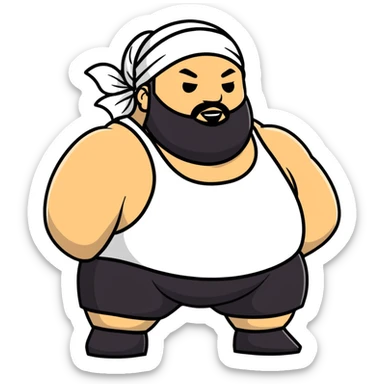 White skin fat guy with black durag and black beard in wrestling singlet sticker