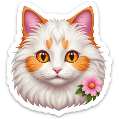 Cat and flower sticker