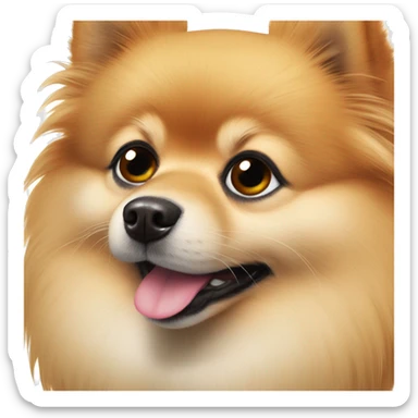 Pomeranian with faithful fur around eyes in a red sweater sticker