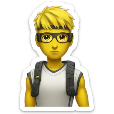 cyberpunk yellow tone dude in tennis uniform sticker