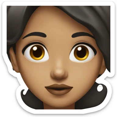 A girl with black hair brown eyes and big lips  sticker