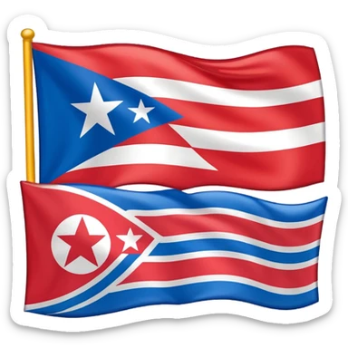 About a emoji flag hack combination with Puerto Rico + North Korea emoji flag combination flag hack as a flag sticker