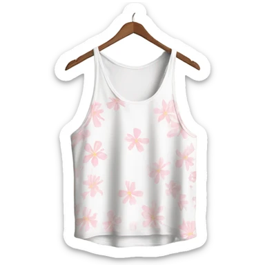 white tank top with dainty light pink floral details sticker