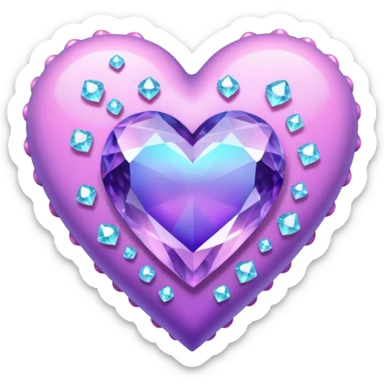 pastel goth heart with crystal cluster sticker