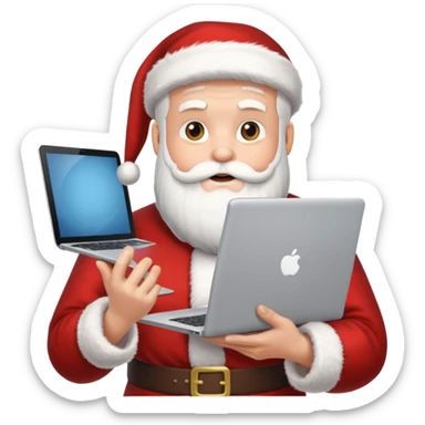 santa god with laptop, direct front sticker
