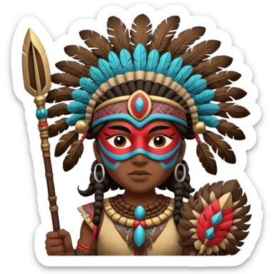 maya masked tradational mayan warrior sticker