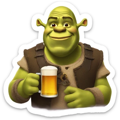 Shrek drinking a beer sticker
