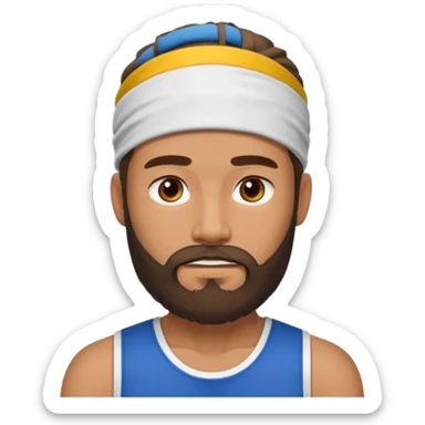 man bearded sport headband sticker