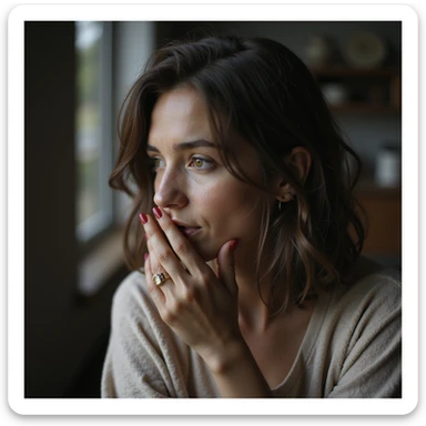 a person whispering, realistic style, detailed, lifelike sticker