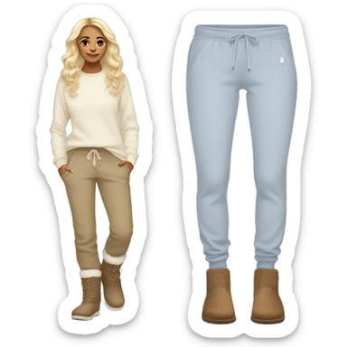cute preppy light colored sweatpants with disquette uggs sticker