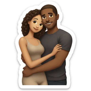 Lightskin women and brownskin man cuddling sticker