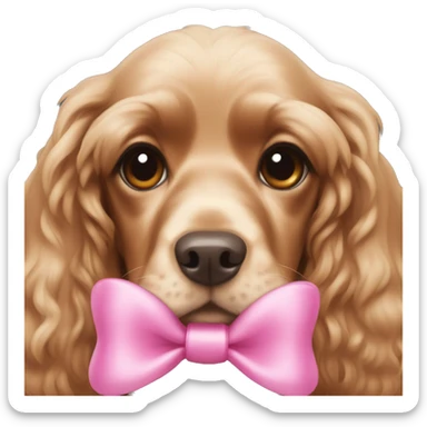 Cocker spaniel with a pink bow on the top head sticker