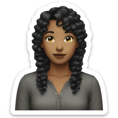Girl with curly black hair bangs sticker