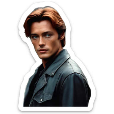 Alain delon young blue eyes neat gelled flat red hair cyberpunk sticker
