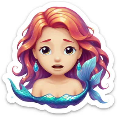 Crying mermaid sticker