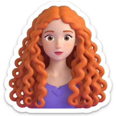 Pretty girl with extremely long curly hair and numerous freckles across her face sticker
