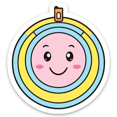 A cute bullseye target with spring pastel colors of yellow, pink and light blue with a smiling face sticker