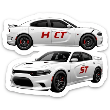 CHARGER DOSH HellCat SRT white and Pattern on the side of the logo HellCat sticker