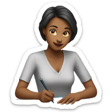 woman signing ok sticker