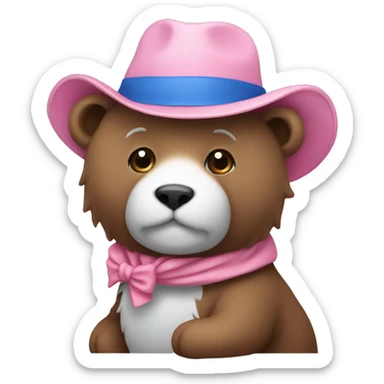 Ours avec un petit chapeau bleu avec des étoile rose dessus sticker