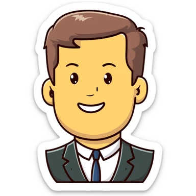 John F Kennedy with his classic smile sticker
