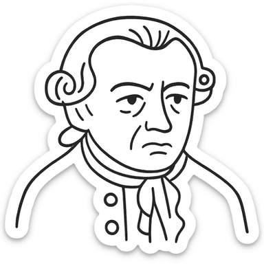 Refine the portrait of Immanuel Kant to have a clear outline with only a few subtle hand-drawn strokes for detail, no fill, no background, no text, in a hand drawn icon style with no fill and transparent background. sticker