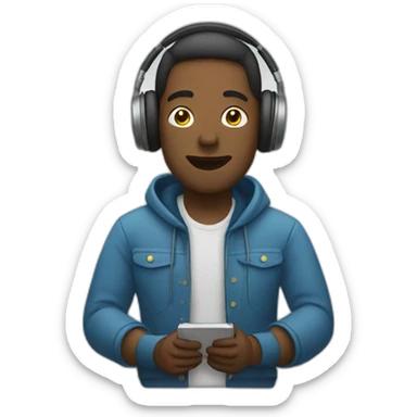 man listening to music sticker